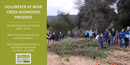 Volunteer Outdoors in Los Gatos at Bear Creek Redwoods