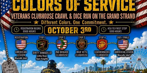 Myrtle Beach Bike Week: Colors of Service: Veterans Clubhouse Crawl & Dice Run On the Grand Strand