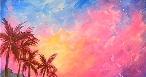 Happy Hour ($37) Glowing Sunset Palms