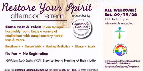 Restore Your Spirit Afternoon Retreat