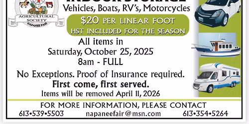 Vehicle Storage Napanee Fairgrounds