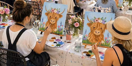 Brushes & Blooms: Highland Cows