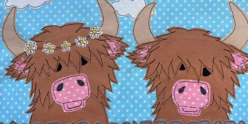 Highland Cows Applique and Free Motion Embroidery Workshop 