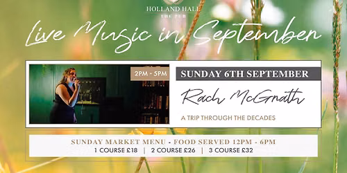 Live Music Sundays in September at The Pub with Rach McGrath