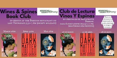 Wines & Spines Book Club at the Beehive Restaurant