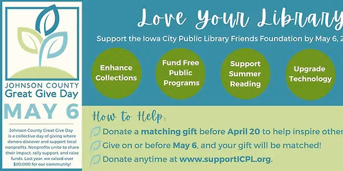 Johnson County Great Give Day + pop up book sale!