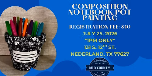 Composition Notebook Pot Painting Workshop - 1pm ONLY