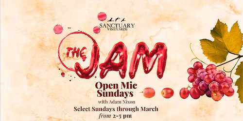 The JAM \ud83c\udf47\ud83c\udfb8 Sundays, 2-5pm at Sanctuary Vineyards 
