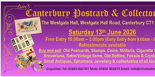 Canterbury Postcard & Collectors Fair - Saturday 13th June 2026