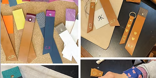 Personalised Leather Keyring and Bookmark Set