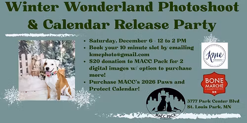 Winter Wonderland Photoshoot and Paws and Protect 2026 Calendar Release Party