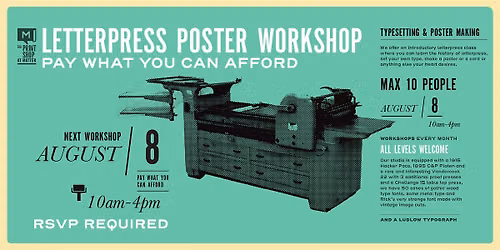 Letterpress Poster Workshop \u2014 Pay What You Can Afford