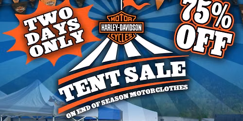 End of Season MotorClothes Tent Sale