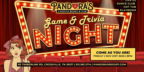 Game & Trivia Night at Pandora's Lifestyle Nudist Resort and Club in Crossville, TN