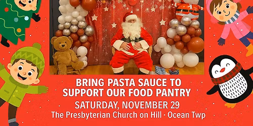 Photo Op with Santa for pasta sauce 