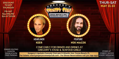 May 21-May 23 Gregory's Comedy Club