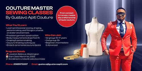 COUTURE MASTER SEWING CLASSES: (ADVANCED: Standard & intensive)