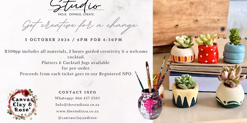 Cocktails & Clay with Canvas, Clay & Rose'