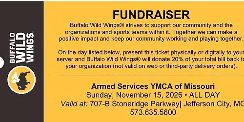 Jefferson City, MO - Buffalo Wild Wings Fundraiser for ASYMCA
