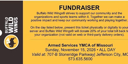 Jefferson City, MO - Buffalo Wild Wings Fundraiser for ASYMCA