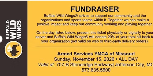 Jefferson City, MO - Buffalo Wild Wings Fundraiser for ASYMCA