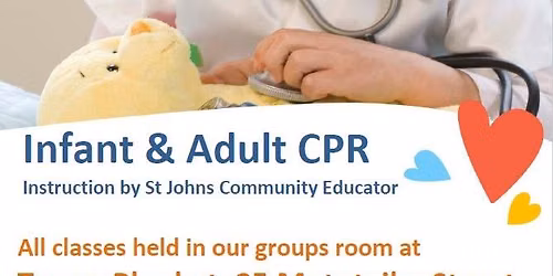 Infant & Adult CPR - taught by St Johns, hosted by Plunket