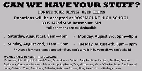 Donation Collections - RHS Band Garage Sale