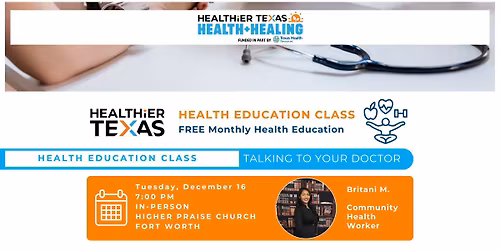 FREE Health Education Class- Talking to Your Doctor (In-person)
