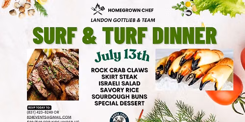 July Homegrown Chef Dinner - Surf & Turn