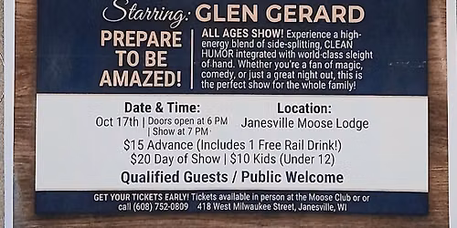 Comedy and Magic Show Starring: Glen Gerard