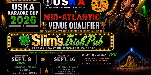 2026 USKA Karaoke Cup Competition at Slim's Irish Pub (Bensalem, PA)