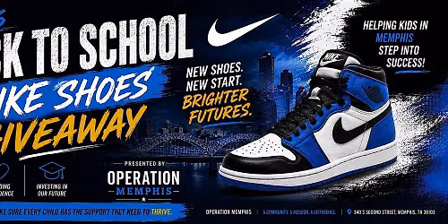 2026 Operation Memphis Back to School Nike Shoe Giveaway 8\/1 at 12pm