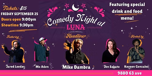 Comedy Night at Luna \u2014 Friday September 25 2026