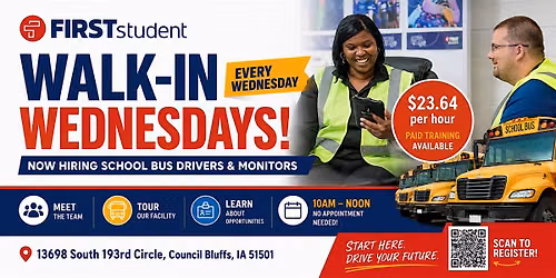 First Student Council Bluffs - Walk-in Wednesdays