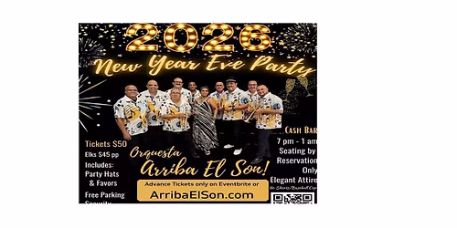 Latin New Year's Eve Party - Live Band, Seating & Large Dance Floor 7pm-1am