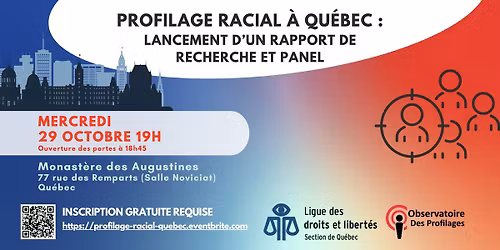 Profilage racial \u00e0 Qu\u00e9bec : Lancement d'un rapport de recherche et panel