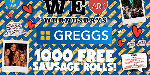WE LOVE \u2764\ufe0f WEDNESDAYS - GREGGS SPECIAL \ud83d\udd35\u26aa\ufe0f - 1000 FREE SAUSAGE ROLLS! Manchester's Biggest Student Night!