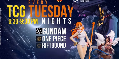 TCG Tuesday: One Piece + Riftbound + Gundam Trading Card Games Every Tuesday