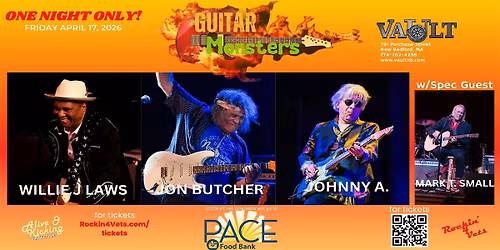 GUITAR MONSTERS benefit event with Jon Butcher, Johnny A, and Willie J Laws