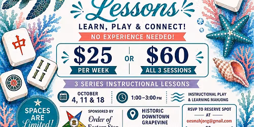 3 Instructional Mahjong Lessons - Fundraising Event