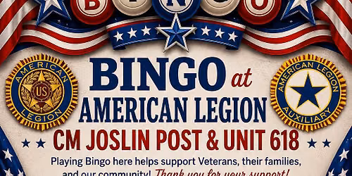 EVENING BINGO STARTS AT 7PM