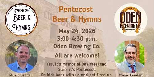 Pentecost Beer & Hymns at Oden Brewing Co.