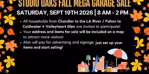 STUDIO OAKS FALL MEGA GARAGE SALE