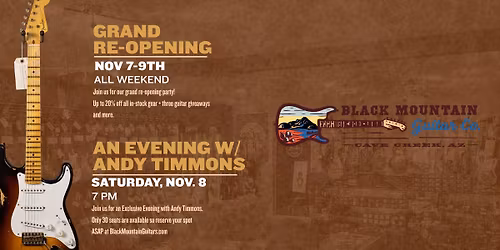Black Mountain Guitar Grand Re-Opening Party Weekend