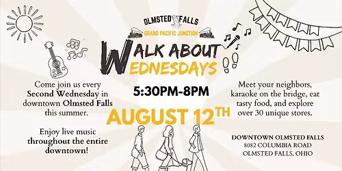 August  Walk About Wednesdays - Downtown Olmsted Falls Block Party Series