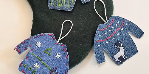 Hand Stitched Recycled Denim Christmas Jumper Decoration Workshop