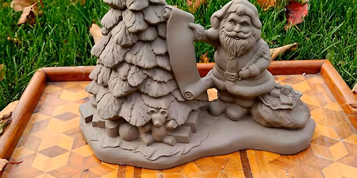 Vintage Santa's List & Tree Painting