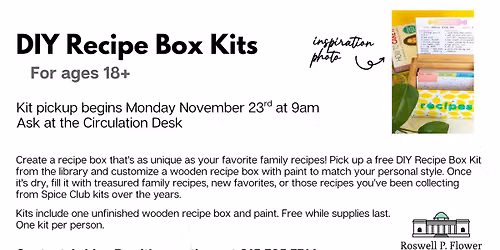 Ages 18+ DIY Recipe Box Kits