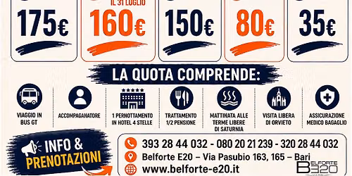  Terme di Saturnia e Orvieto 12 - 13 Settembre 2026 By BE20