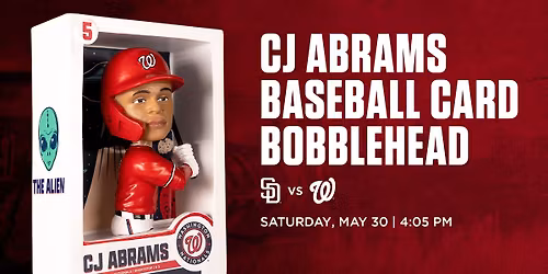 CJ Abrams Baseball Card Bobblehead (20,000 Fans) | Nationals vs. Padres